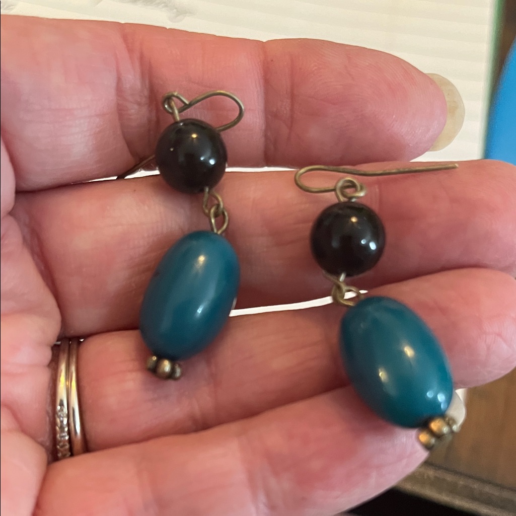 Blue And Black Dangle Earrings 709
